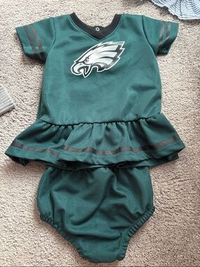 Toddler Green Football Ruffle Set with Eagle Logo
